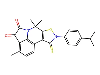 9-(4-isopropylphenyl)-3,7,7-trimethyl-10-thioxo-9,10-dihydro-7H-isothiazolo[5,4-c]pyrrolo[3,2,1-ij]quinoline-4,5-dione structure