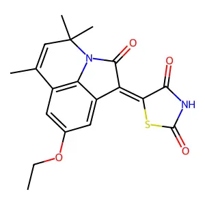(5Z)-5-(8-ethoxy-4,4,6-trimethyl-2-oxo-4H-pyrrolo[3,2,1-ij]quinolin-1(2H)-ylidene)-1,3-thiazolidine-2,4-dione structure