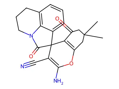 2-amino-7,7-dimethyl-2',5-dioxo-5,5',6,6',7,8-hexahydro-4'H-spiro[chromene-4,1'-pyrrolo[3,2,1-ij]quinoline]-3-carbonitrile structure