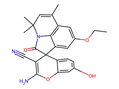 2-amino-8'-ethoxy-7-hydroxy-4',4',6'-trimethyl-2'-oxo-4'H-spiro[chromene-4,1'-pyrrolo[3,2,1-ij]quinoline]-3-carbonitrile structure