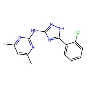 N-[5-(2-chlorophenyl)-1H-1,2,4-triazol-3-yl]-4,6-dimethyl-2-pyrimidinamine structure