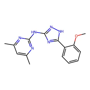 N-[5-(2-methoxyphenyl)-1H-1,2,4-triazol-3-yl]-4,6-dimethylpyrimidin-2-amine structure