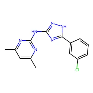 N-[5-(3-chlorophenyl)-1H-1,2,4-triazol-3-yl]-4,6-dimethylpyrimidin-2-amine structure