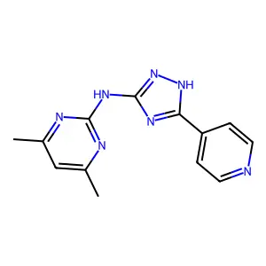 4,6-dimethyl-N-[5-(pyridin-4-yl)-1H-1,2,4-triazol-3-yl]pyrimidin-2-amine structure