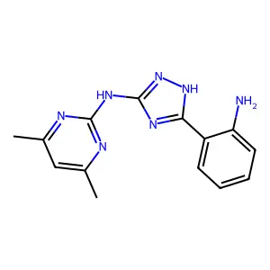 N-[5-(2-aminophenyl)-1H-1,2,4-triazol-3-yl]-4,6-dimethylpyrimidin-2-amine structure
