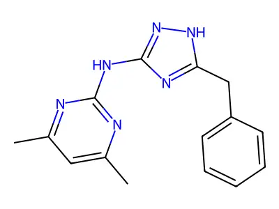 N-(5-benzyl-1H-1,2,4-triazol-3-yl)-4,6-dimethylpyrimidin-2-amine structure