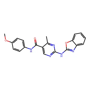 2-(1,3-benzoxazol-2-ylamino)-N-(4-methoxyphenyl)-4-methylpyrimidine-5-carboxamide structure