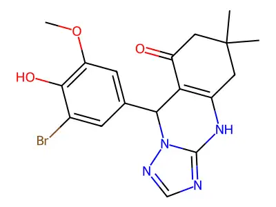 9-(3-bromo-4-hydroxy-5-methoxyphenyl)-6,6-dimethyl-5,6,7,9-tetrahydro[1,2,4]triazolo[5,1-b]quinazolin-8(4H)-one structure