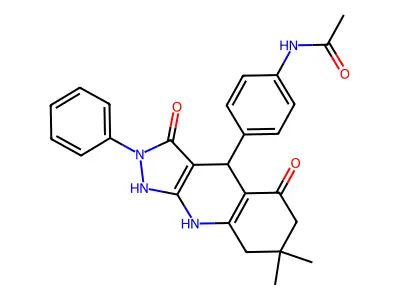 N-[4-(3-hydroxy-7,7-dimethyl-5-oxo-2-phenyl-4,5,6,7,8,9-hexahydro-2H-pyrazolo[3,4-b]quinolin-4-yl)phenyl]acetamide structure
