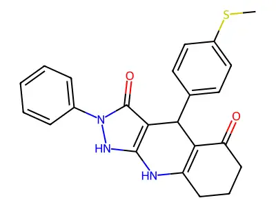 3-hydroxy-4-[4-(methylsulfanyl)phenyl]-2-phenyl-2,4,6,7,8,9-hexahydro-5H-pyrazolo[3,4-b]quinolin-5-one structure