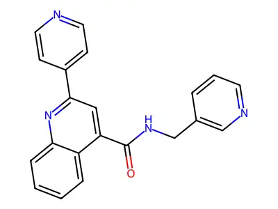 2-pyridin-4-yl-N-(pyridin-3-ylmethyl)quinoline-4-carboxamide structure