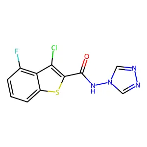 3-chloro-4-fluoro-N-(1,2,4-triazol-4-yl)-1-benzothiophene-2-carboxamide structure
