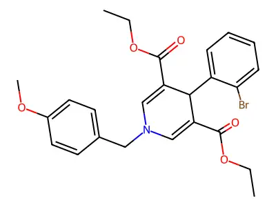 diethyl 4-(2-bromophenyl)-1-(4-methoxybenzyl)-1,4-dihydropyridine-3,5-dicarboxylate structure