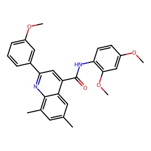 N-(2,4-dimethoxyphenyl)-2-(3-methoxyphenyl)-6,8-dimethyl-4-quinolinecarboxamide structure