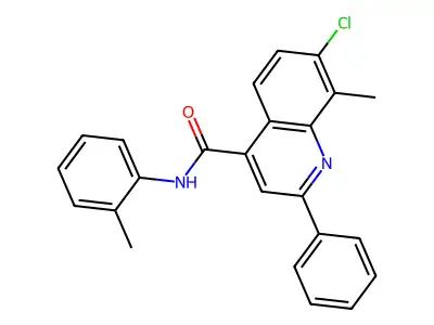7-chloro-8-methyl-N-(2-methylphenyl)-2-phenylquinoline-4-carboxamide structure