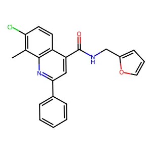 7-chloro-N-(furan-2-ylmethyl)-8-methyl-2-phenylquinoline-4-carboxamide structure