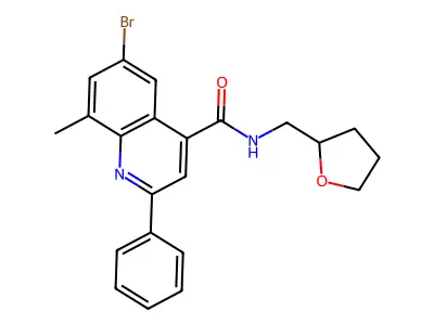 6-bromo-8-methyl-N-(oxolan-2-ylmethyl)-2-phenylquinoline-4-carboxamide structure