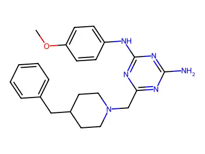 6-[(4-benzylpiperidin-1-yl)methyl]-N-(4-methoxyphenyl)-1,3,5-triazine-2,4-diamine structure