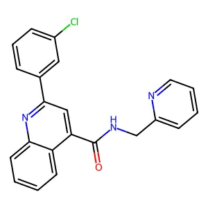 2-(3-chlorophenyl)-N-(pyridin-2-ylmethyl)quinoline-4-carboxamide structure