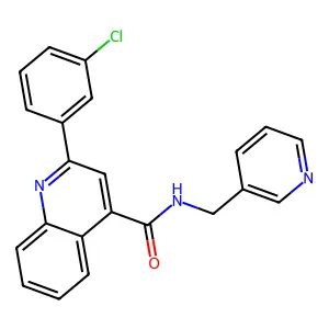 2-(3-chlorophenyl)-N-(pyridin-3-ylmethyl)quinoline-4-carboxamide structure