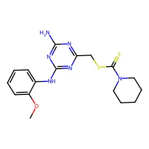 {4-amino-6-[(2-methoxyphenyl)amino]-1,3,5-triazin-2-yl}methyl piperidine-1-carbodithioate structure