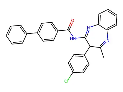 N-(3-(4-chlorophenyl)-4-methyl-3H-1,5-benzodiazepin-2-yl)-4-biphenylcarboxamide structure