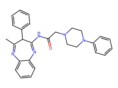N-(4-methyl-3-phenyl-3H-1,5-benzodiazepin-2-yl)-2-(4-phenylpiperazin-1-yl)acetamide structure