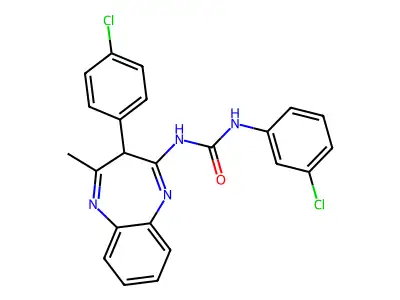 1-(3-chlorophenyl)-3-[3-(4-chlorophenyl)-4-methyl-3H-1,5-benzodiazepin-2-yl]urea structure