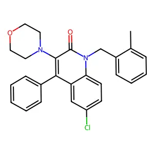 6-chloro-1-(2-methylbenzyl)-3-(morpholin-4-yl)-4-phenylquinolin-2(1H)-one structure