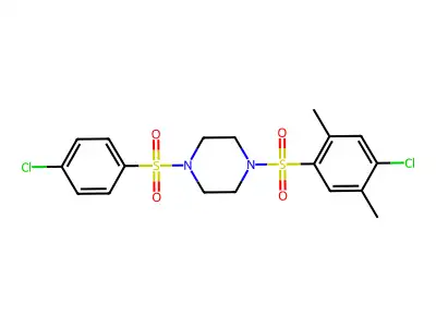 1-(4-Chloro-2,5-dimethylphenyl)sulfonyl-4-(4-chlorophenyl)sulfonylpiperazine structure