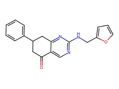 2-[(furan-2-ylmethyl)amino]-7-phenyl-7,8-dihydroquinazolin-5(6H)-one structure