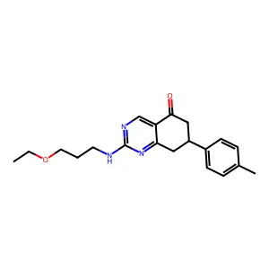 2-[(3-ethoxypropyl)amino]-7-(4-methylphenyl)-7,8-dihydroquinazolin-5(6H)-one structure