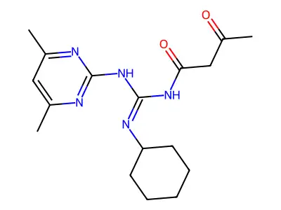 N-{(cyclohexylamino)[(4,6-dimethyl-2-pyrimidinyl)amino]methylene}-3-oxobutanamide structure