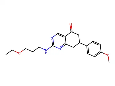 2-[(3-ethoxypropyl)amino]-7-(4-methoxyphenyl)-7,8-dihydroquinazolin-5(6H)-one structure