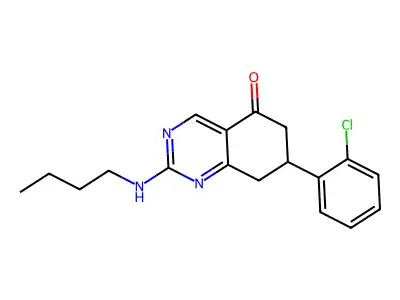 2-(butylamino)-7-(2-chlorophenyl)-7,8-dihydroquinazolin-5(6H)-one structure
