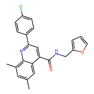 2-(4-chlorophenyl)-N-(2-furylmethyl)-6,8-dimethyl-4-quinolinecarboxamide structure