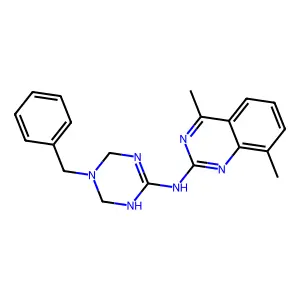 N-(5-benzyl-1,4,5,6-tetrahydro-1,3,5-triazin-2-yl)-4,8-dimethylquinazolin-2-amine structure