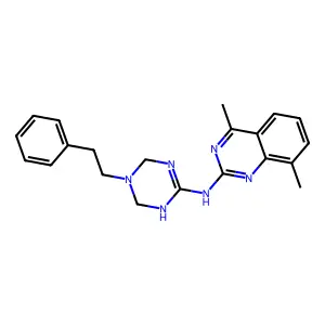 4,8-dimethyl-N-[5-(2-phenylethyl)-1,4,5,6-tetrahydro-1,3,5-triazin-2-yl]quinazolin-2-amine structure