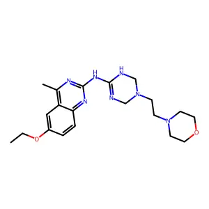 6-ethoxy-4-methyl-N-{5-[2-(morpholin-4-yl)ethyl]-1,4,5,6-tetrahydro-1,3,5-triazin-2-yl}quinazolin-2-amine structure