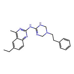 6-ethyl-4-methyl-N-[5-(2-phenylethyl)-1,4,5,6-tetrahydro-1,3,5-triazin-2-yl]quinazolin-2-amine structure