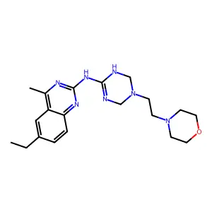 6-ethyl-4-methyl-N-{5-[2-(morpholin-4-yl)ethyl]-1,4,5,6-tetrahydro-1,3,5-triazin-2-yl}quinazolin-2-amine structure