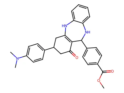methyl 4-{3-[4-(dimethylamino)phenyl]-1-oxo-2,3,4,5,10,11-hexahydro-1H-dibenzo[b,e][1,4]diazepin-11-yl}benzoate structure