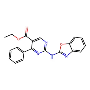 Ethyl 2-(1,3-benzoxazol-2-ylamino)-4-phenylpyrimidine-5-carboxylate structure