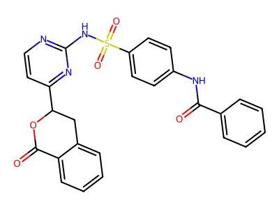 N-(4-{[4-(1-oxo-3,4-dihydro-1H-isochromen-3-yl)pyrimidin-2-yl]sulfamoyl}phenyl)benzamide structure