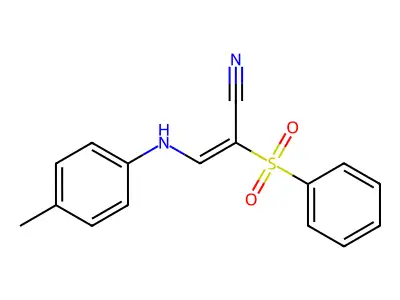 (E)-2-(benzenesulfonyl)-3-(4-methylanilino)prop-2-enenitrile structure