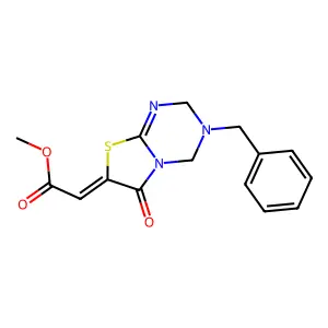 methyl (2Z)-(3-benzyl-6-oxo-3,4-dihydro-2H-[1,3]thiazolo[3,2-a][1,3,5]triazin-7(6H)-ylidene)ethanoate structure