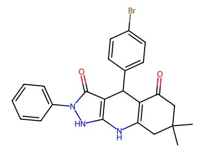 4-(4-bromophenyl)-3-hydroxy-7,7-dimethyl-2-phenyl-2,4,6,7,8,9-hexahydro-5H-pyrazolo[3,4-b]quinolin-5-one structure