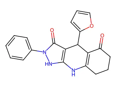 4-(2-furyl)-3-hydroxy-2-phenyl-2,4,6,7,8,9-hexahydro-5H-pyrazolo[3,4-b]quinolin-5-one structure