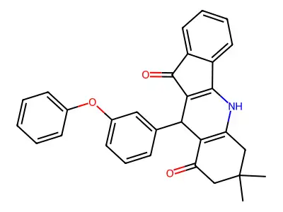 7,7-dimethyl-10-(3-phenoxyphenyl)-5,6,8,10-tetrahydroindeno[1,2-b]quinoline-9,11-dione structure