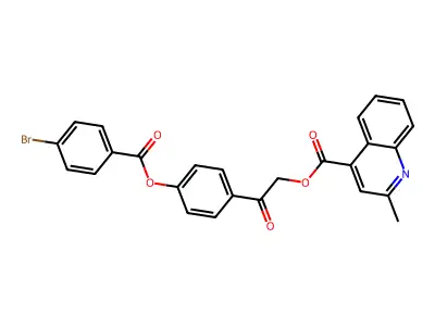 2-(4-{[(4-bromophenyl)carbonyl]oxy}phenyl)-2-oxoethyl 2-methylquinoline-4-carboxylate structure